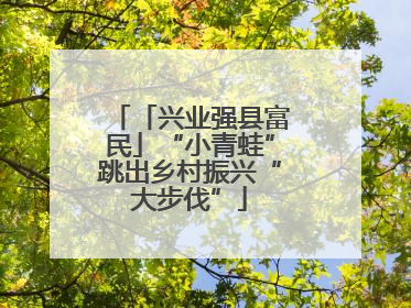 「兴业强县富民」“小青蛙”跳出乡村振兴“大步伐”