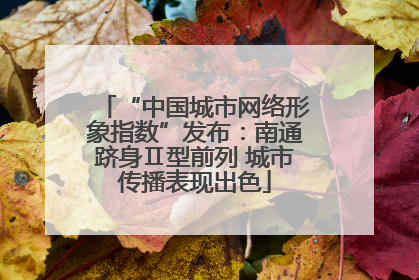“中国城市网络形象指数”发布：南通跻身Ⅱ型前列 城市传播表现出色