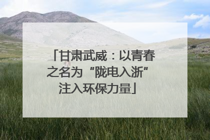 甘肃武威：以青春之名为“陇电入浙”注入环保力量