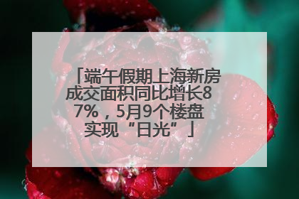 端午假期上海新房成交面积同比增长87%，5月9个楼盘实现“日光”