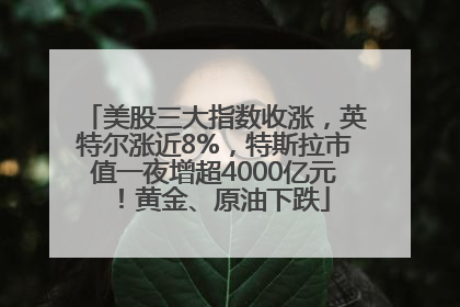 美股三大指数收涨，英特尔涨近8%，特斯拉市值一夜增超4000亿元！黄金、原油下跌