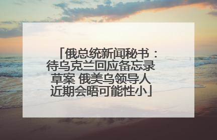 俄总统新闻秘书：待乌克兰回应备忘录草案 俄美乌领导人近期会晤可能性小