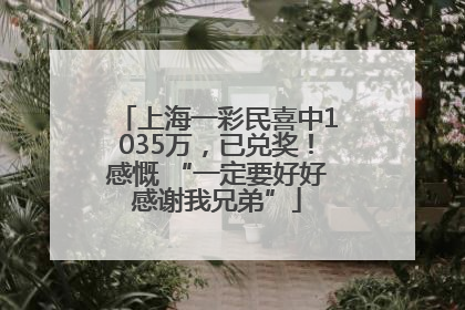 上海一彩民喜中1035万，已兑奖！感慨 “一定要好好感谢我兄弟”