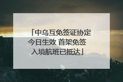 中乌互免签证协定今日生效 首架免签入境航班已抵达