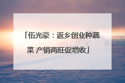 伍光豪：返乡创业种蔬菜 产销两旺促增收