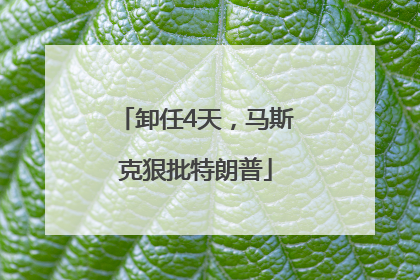卸任4天，马斯克狠批特朗普