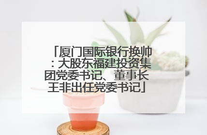厦门国际银行换帅：大股东福建投资集团党委书记、董事长王非出任党委书记