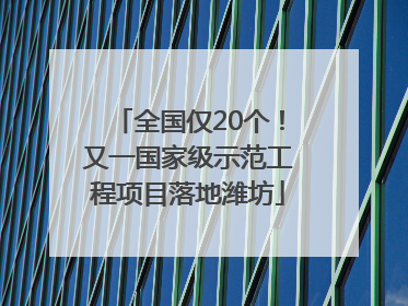 全国仅20个！又一国家级示范工程项目落地潍坊