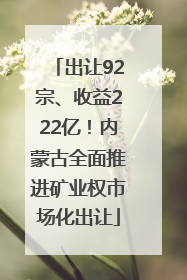 出让92宗、收益222亿！内蒙古全面推进矿业权市场化出让