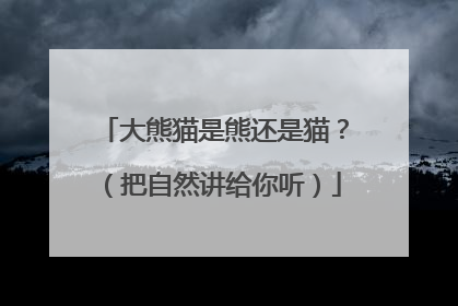 大熊猫是熊还是猫？（把自然讲给你听）