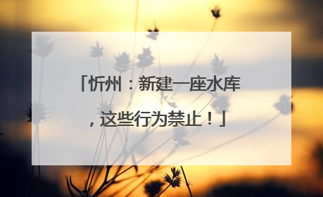 忻州：新建一座水库，这些行为禁止！