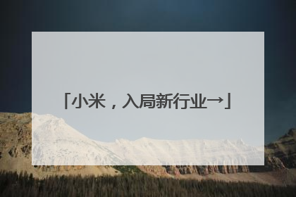 小米，入局新行业→