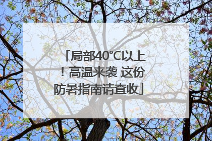 局部40℃以上！高温来袭 这份防暑指南请查收