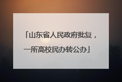 山东省人民政府批复，一所高校民办转公办