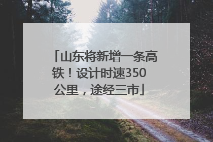 山东将新增一条高铁！设计时速350公里，途经三市