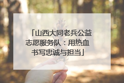 山西大同老兵公益志愿服务队：用热血书写忠诚与担当