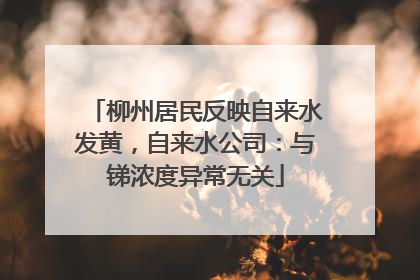 柳州居民反映自来水发黄，自来水公司：与锑浓度异常无关