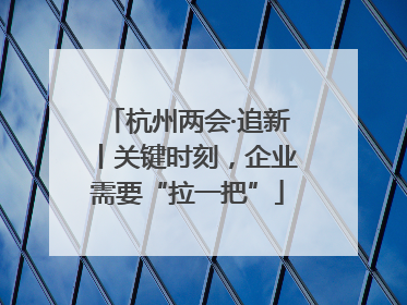 杭州两会·追新丨关键时刻，企业需要“拉一把”