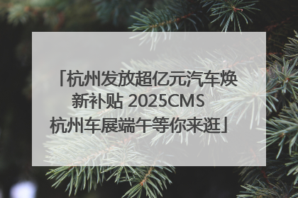 杭州发放超亿元汽车焕新补贴 2025CMS杭州车展端午等你来逛