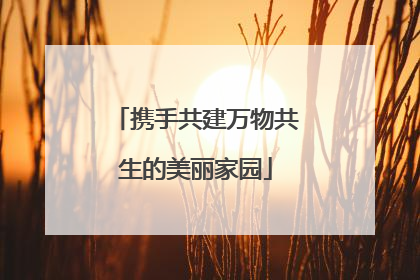 携手共建万物共生的美丽家园