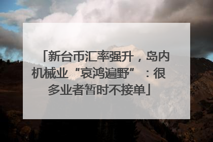 新台币汇率强升，岛内机械业“哀鸿遍野”：很多业者暂时不接单