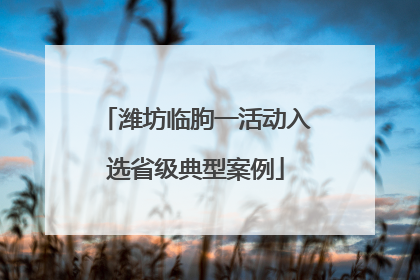 潍坊临朐一活动入选省级典型案例