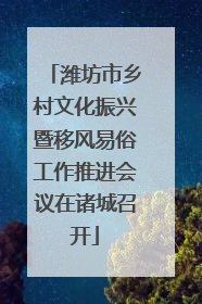 潍坊市乡村文化振兴暨移风易俗工作推进会议在诸城召开