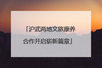 沪武两地文旅康养合作开启崭新篇章