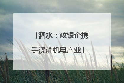 泗水：政银企携手浇灌机电产业