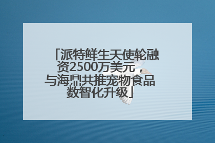 派特鲜生天使轮融资2500万美元，与海鼎共推宠物食品数智化升级