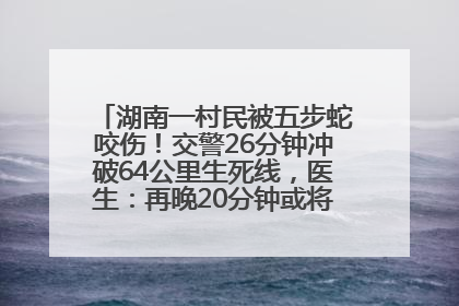 湖南一村民被五步蛇咬伤！交警26分钟冲破64公里生死线，医生：再晚20分钟或将呼吸肌麻痹