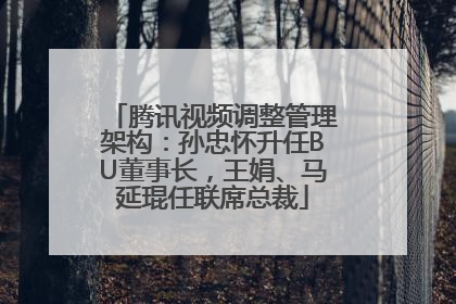腾讯视频调整管理架构：孙忠怀升任BU董事长，王娟、马延琨任联席总裁
