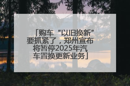 购车“以旧换新”要抓紧了，郑州宣布将暂停2025年汽车置换更新业务