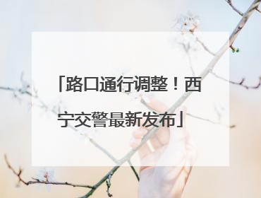 路口通行调整！西宁交警最新发布