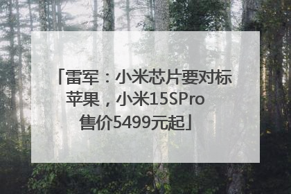 雷军：小米芯片要对标苹果，小米15SPro售价5499元起