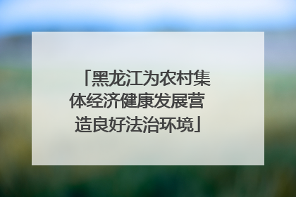 黑龙江为农村集体经济健康发展营造良好法治环境