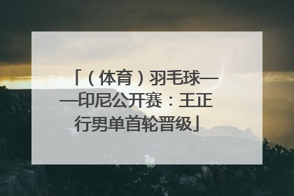 (体育)羽毛球——印尼公开赛:王正行男单首轮晋级