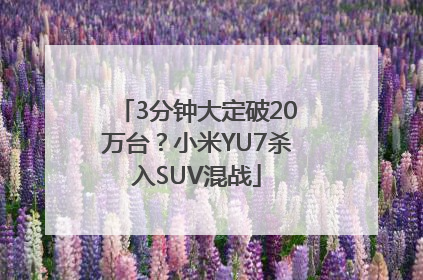 3分钟大定破20万台？小米YU7杀入SUV混战