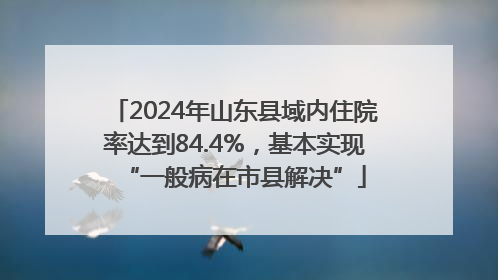 2024年山东县域内住院率达到84.4%，基本实现“一般病在市县解决”