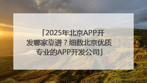 2025年北京APP开发哪家靠谱？细数北京优质专业的APP开发公司